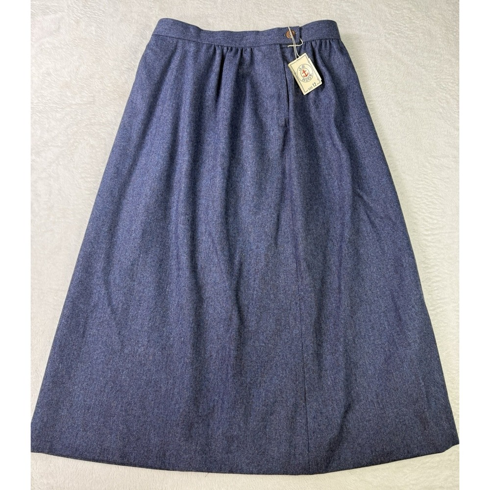 Vintage J.G. Hook Wool A Line Skirt 12 Blue Old Money Quiet Luxury Deadstock NWT